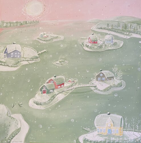 Dreaming  of an Archipelago in the Snow von Alexandra Krasuska, Malerei kaufen auf Singulart