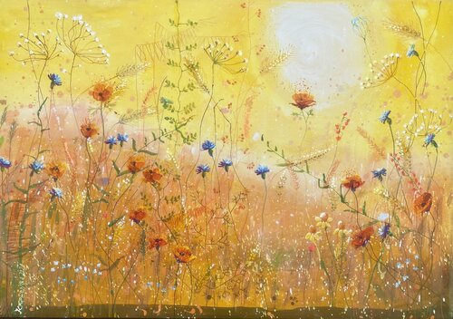 Poppies and cornflowers, 2 by Alexandra Krasuska, Painting for Sale on Singulart