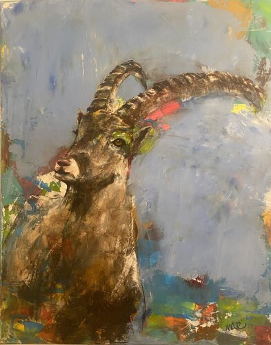 „Steinbock. Blau. Schichten.“ di Monika Eberharter, Pittura in vendita su Singulart