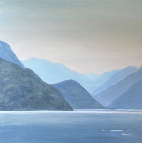 Blue Landscape. Como Lake van Masha Voronovskaya, Schilderij te koop op Singulart