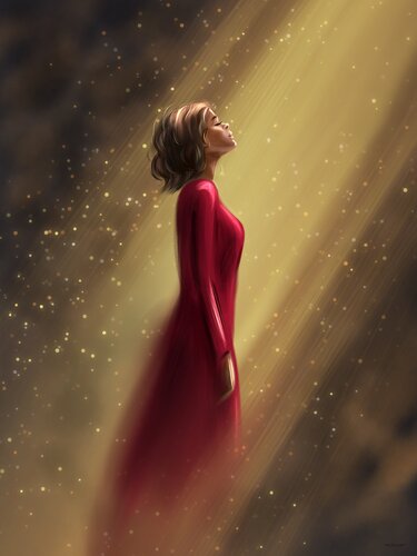 She Is the Gift – Feminine Light Art #2 Peace van Anastasia Kokler, Digitaal te koop op Singulart