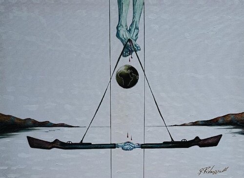 Il simbolo della Pace con Mondo di Giuseppe Pitruzzello, Altri media in vendita su Singulart