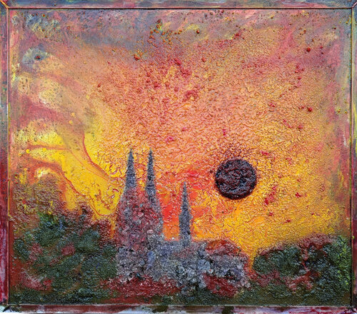 Der Dom zu Köln zu Zeiten des Weltenbrandes opus 1402-74-85 van Matthias Hürten, Schilderij te koop op Singulart