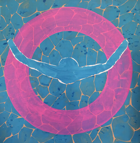 Pink floaties by Karin Teren Langová, Painting for Sale on Singulart