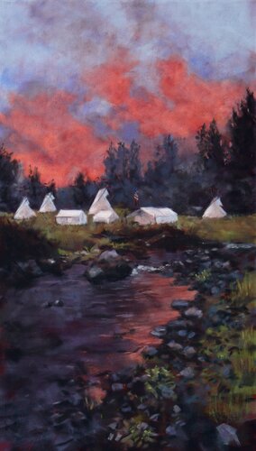 Camp Storm at Sunset by T Kurtz, 소묘 for Sale on Singulart