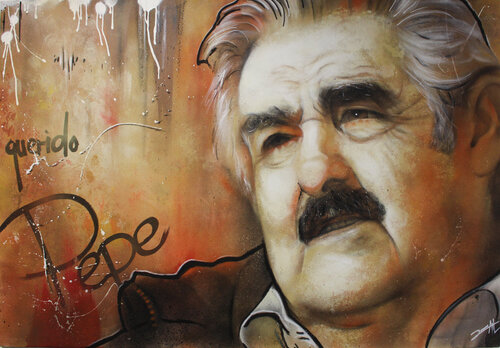 Pepe Mujica van Lennart Lamoller, Schilderij te koop op Singulart