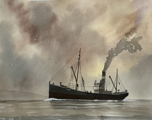 Barco a vapor Antiguo von Alberto Piret, Malerei kaufen auf Singulart