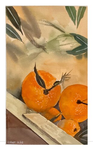 Estudio de unas naranjas di Alberto Piret, Opera su carta in vendita su Singulart