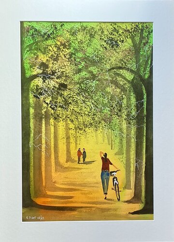 Un paseo por el parque par Alberto Piret, Œuvre sur papier en vente sur Singulart