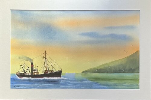 Antiguo barco a vapor par Alberto Piret, Œuvre sur papier en vente sur Singulart