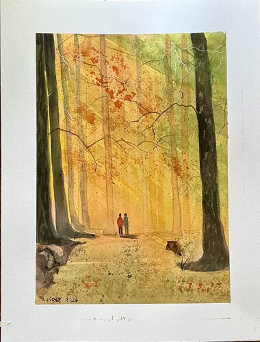 atardecer en el parque von Alberto Piret, Werk auf Papier kaufen auf Singulart