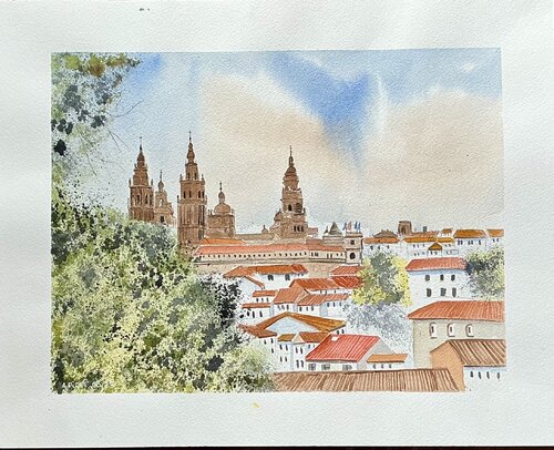 Santiago de Compostela von Alberto Piret, Werk auf Papier kaufen auf Singulart