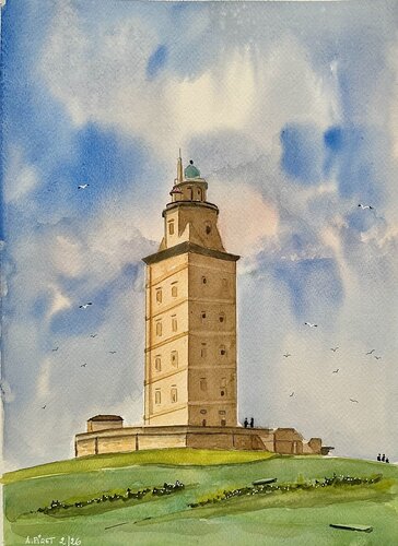 Torre de Hercules von Alberto Piret, Werk auf Papier kaufen auf Singulart