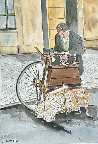 Afilador callejero by Alberto Piret, Work on Paper for Sale on Singulart