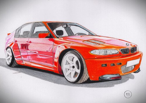 BMW Série 3 E46 by Pierre Bayet, 소묘 for Sale on Singulart