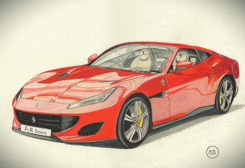 Ferrari Portofino. von Pierre Bayet, Zeichnungen kaufen auf Singulart