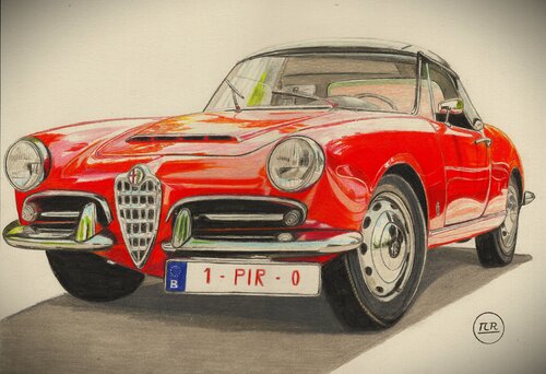 Alfa Romeo Giulia 1600 Spider von Pierre Bayet, Zeichnungen kaufen auf Singulart