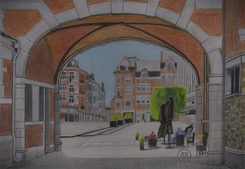Namur Place d'armes by Pierre Bayet, 소묘 for Sale on Singulart