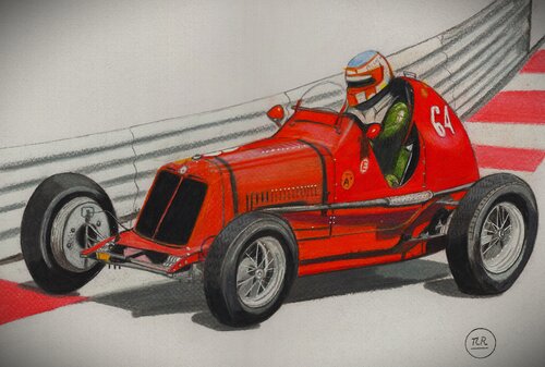 ERA R3A au GP historique de Monaco en 2022 par Pierre Bayet, Dessin en vente sur Singulart