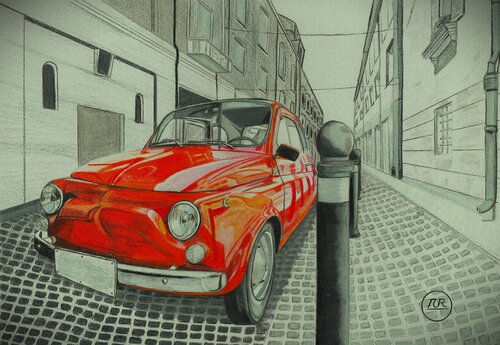 Fiat 500 anonyme von Pierre Bayet, Zeichnungen kaufen auf Singulart