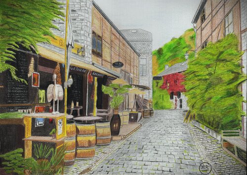 Rue des Récollectines à Durbuy von Pierre Bayet, Zeichnungen kaufen auf Singulart