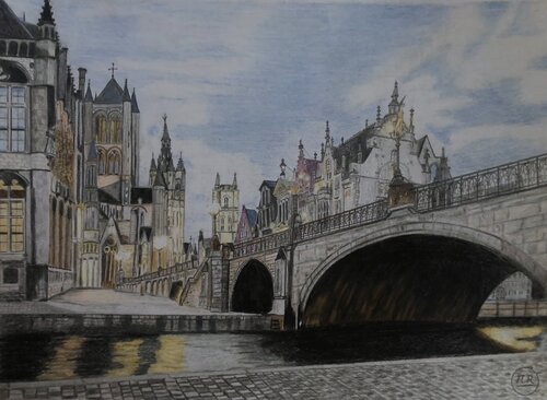 Pont Saint-Michel à Gand - Sint-Michielsbrug in Gent. Pierre Bayet