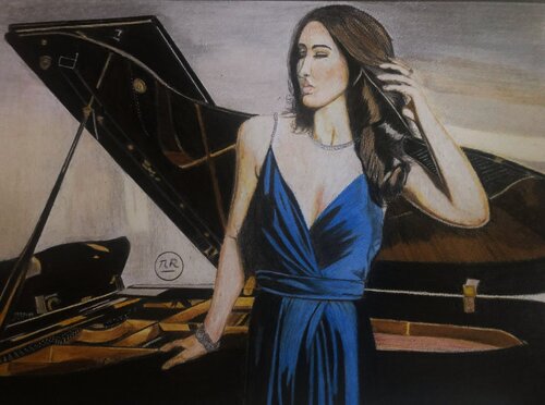 Piano derrière l'artiste van Pierre Bayet, Tekening te koop op Singulart