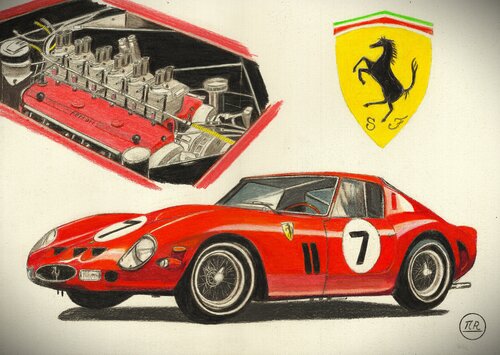 Ferrari 250 GTO 1962 von Pierre Bayet, Zeichnungen kaufen auf Singulart