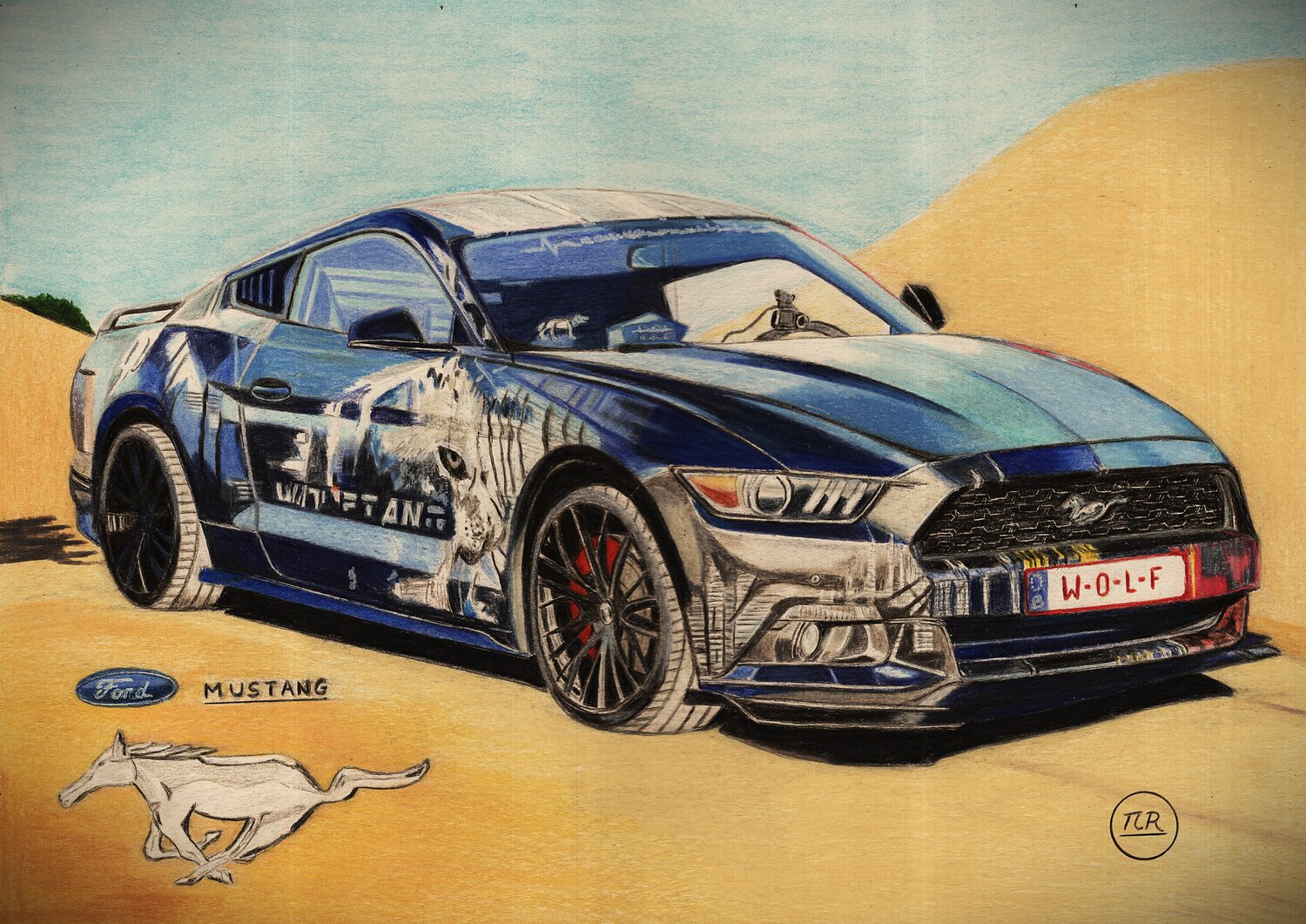 Wolf Spirit Mustang Pierre Bayet Disegno in vendita