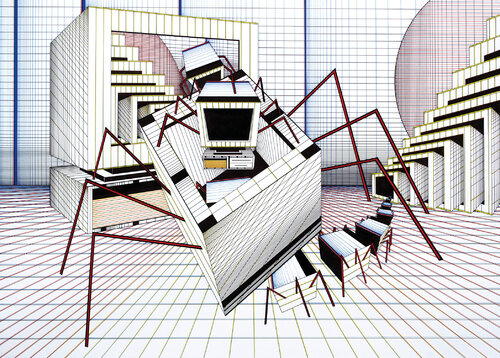 Escape of Computer Spiders de Dejo Toyist, Pintura a la venta en Singulart