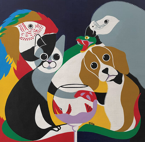 A glass full of dialogues by Dejo Toyist, Painting for Sale on Singulart