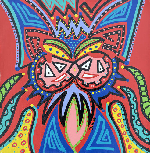 Between two pink snouts lies a world by Dejo Toyist, Painting for Sale on Singulart