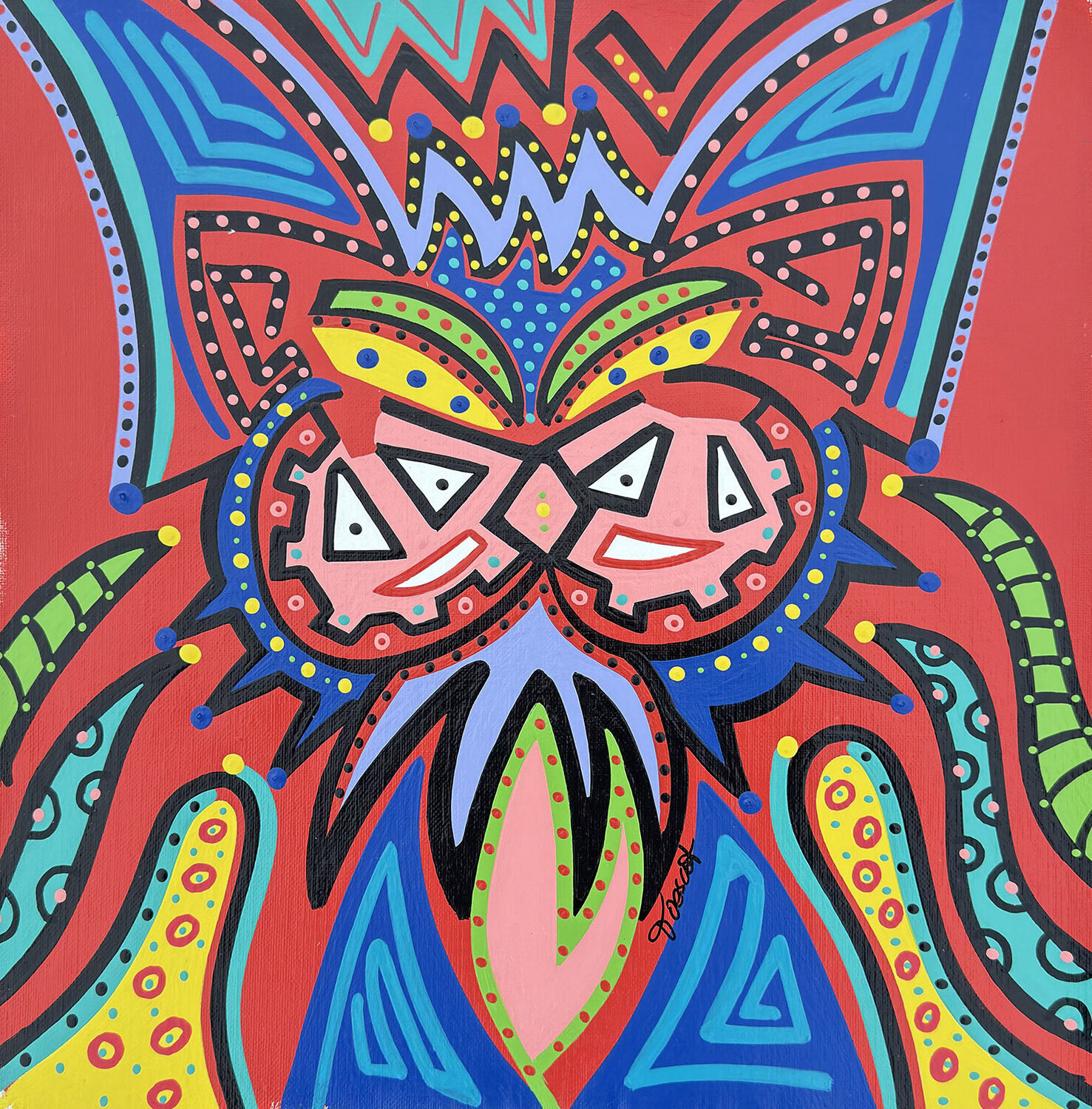 Between two pink snouts lies a world Dejo Toyist Original painting for sale