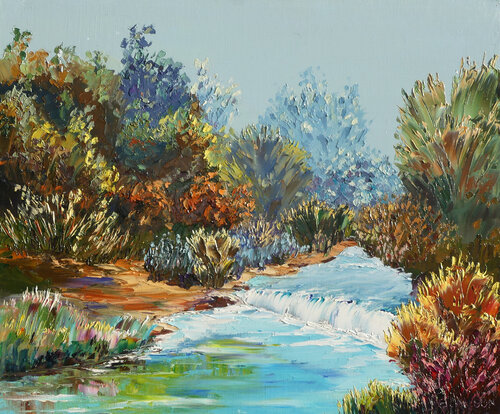 La petite rivière ; huile au couteau von Bernard JANSON, Malerei kaufen auf Singulart