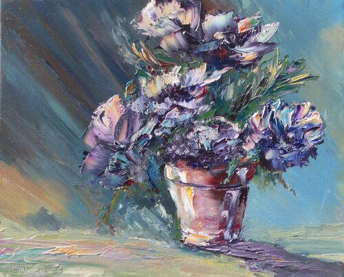 Bouquet de fleurs en pot von Bernard JANSON, Malerei kaufen auf Singulart