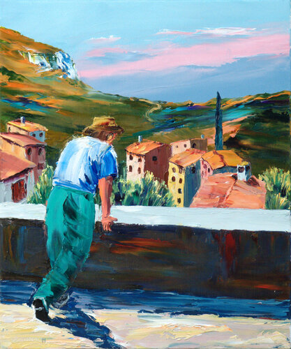 Vue sur le village von Bernard JANSON, Malerei kaufen auf Singulart