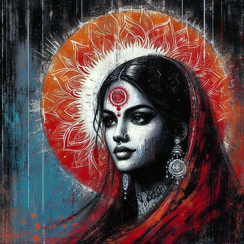 Eternal Serenity Red Portrait @SingulartOfficial von Paz Jivanji, Digital kaufen auf Singulart
