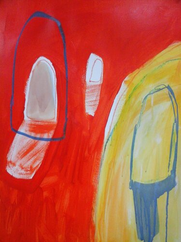 Série Ménhirs sur fond rouge 2 by Susana Machado, 회화 for Sale on Singulart