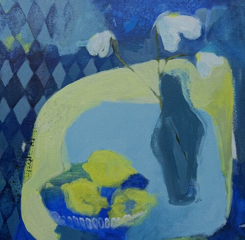Tablescape with Lemons di Sandra Boorne, Pittura in vendita su Singulart