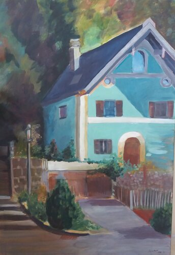 Das türkise Haus von Sonja Arvai, Malerei kaufen auf Singulart