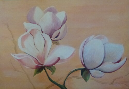 Drei Magnolien von Sonja Arvai, Malerei kaufen auf Singulart