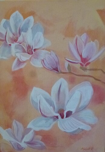 Zarte Magnolien von Sonja Arvai, Malerei kaufen auf Singulart