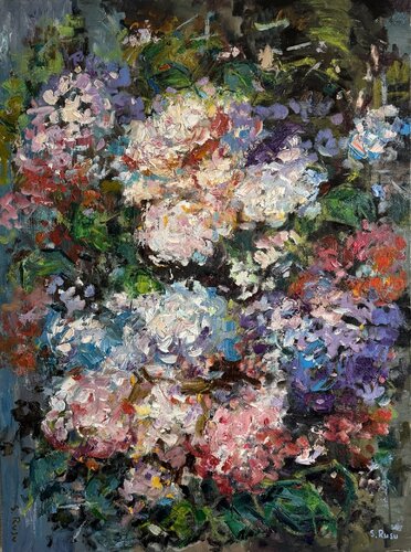 "Les Hortensias - Éclats de Lumière" von Sergiu RUSU, Malerei kaufen auf Singulart