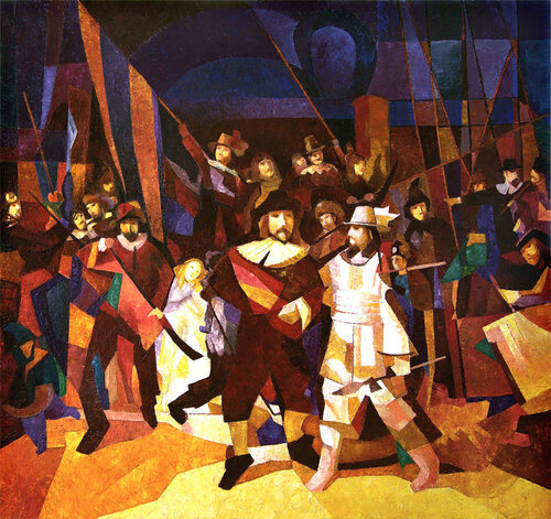 The modern Nightwatch. van John Noy, Afdruk te koop op Singulart
