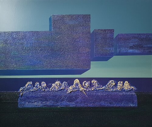 leonardo-"l'ultima cena"-hommage & interpretation 01 de Avni Alija, Pintura a la venta en Singulart