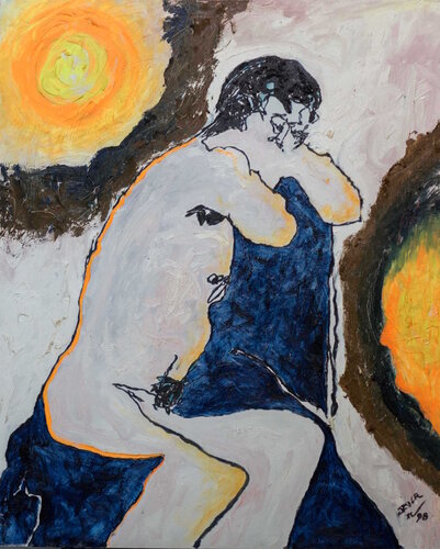 MAN MEDITATING di Renato de la Riva, Pittura in vendita su Singulart