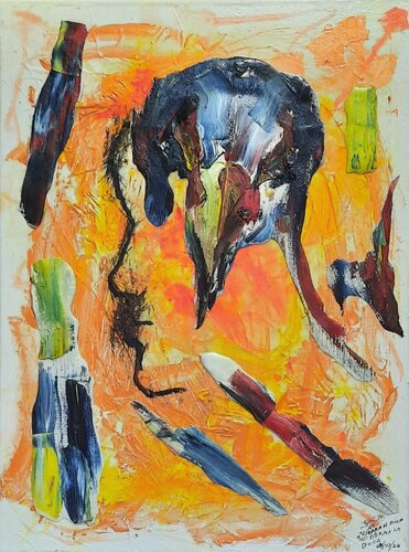 SHUT YOUR "BEAK"...DON'T OPEN YOUR MOUTH by Renato de la Riva, Painting for Sale on Singulart