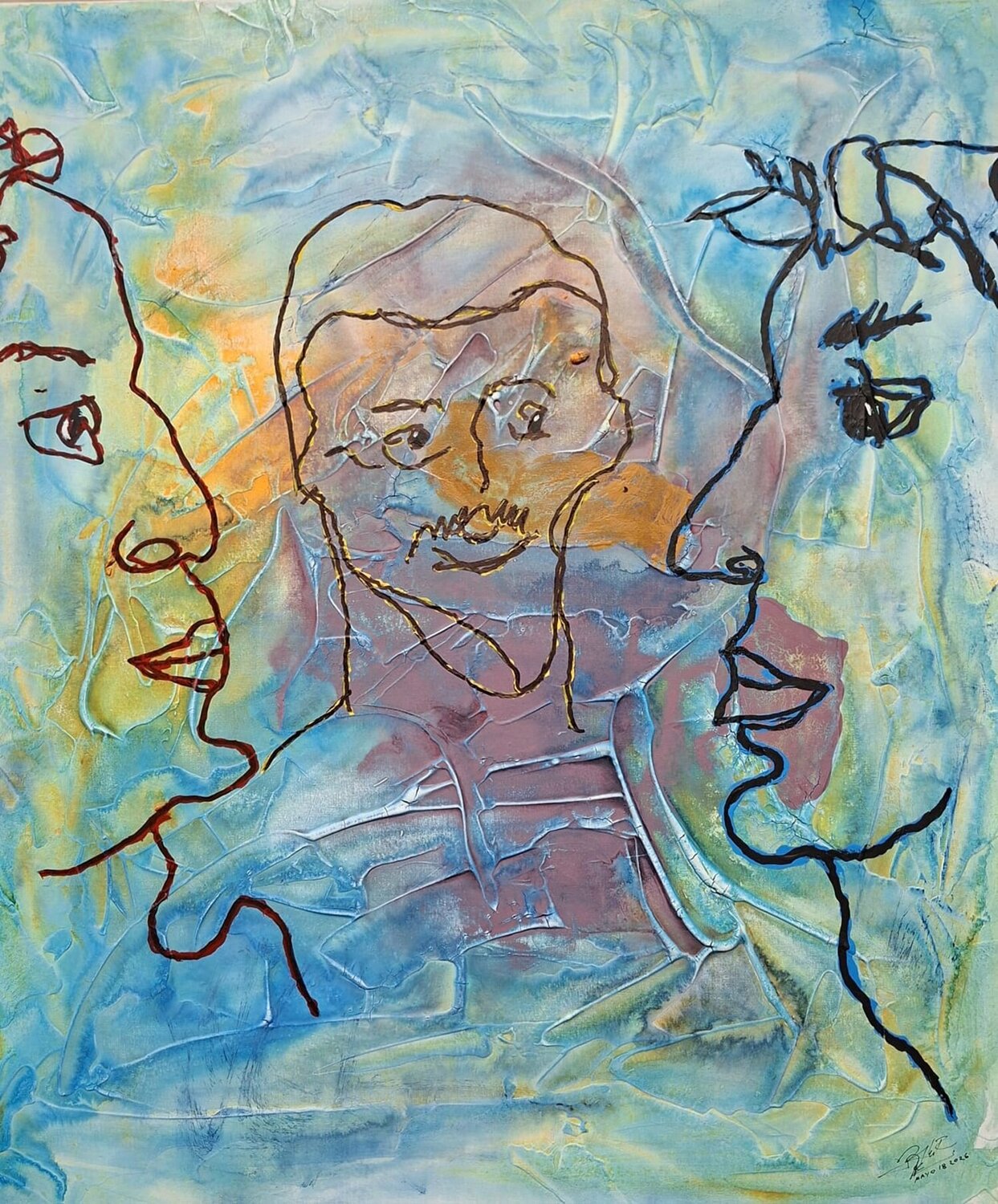 THE VAGUE DISCUSSION Renato de la Riva Original painting for sale