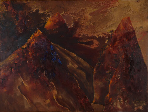 Golden Mountain Peaks par Didi Zeidan, Peinture en vente sur Singulart