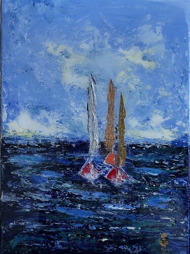 Souffles Marins - Ô Mon Bateau von Sylvie Pulur, Malerei kaufen auf Singulart